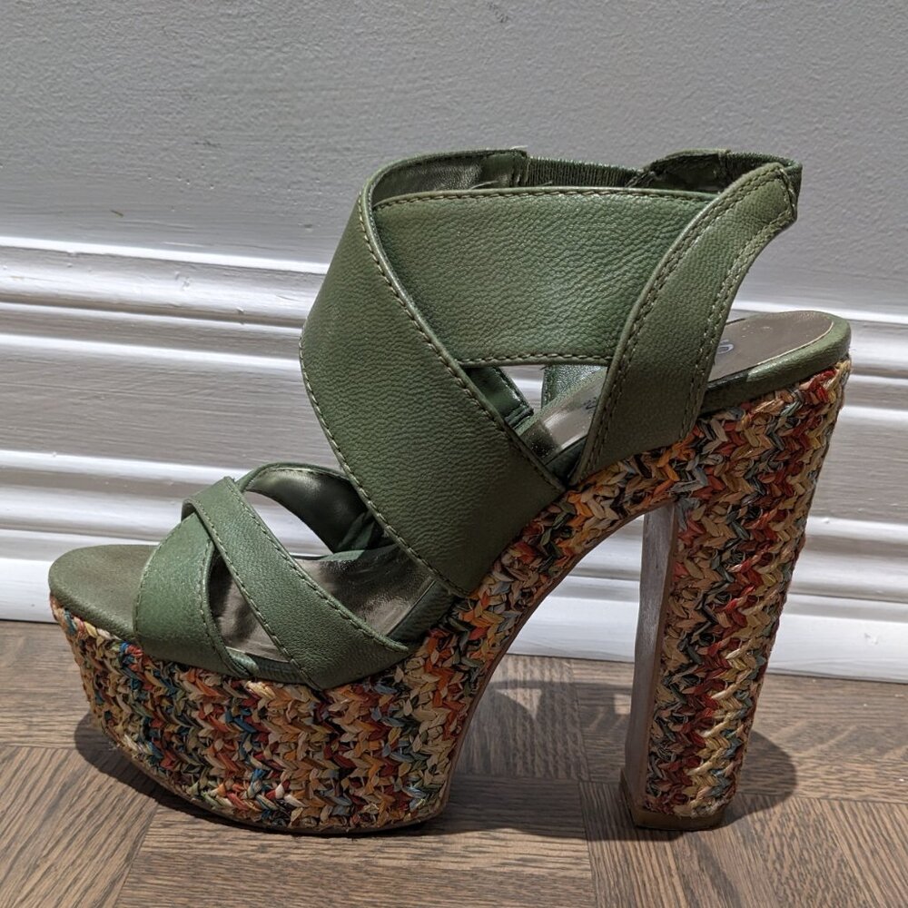 Charles by Charles David Green Platform Sandals Shoes & Matching Clutch Set - Picture 14 of 14